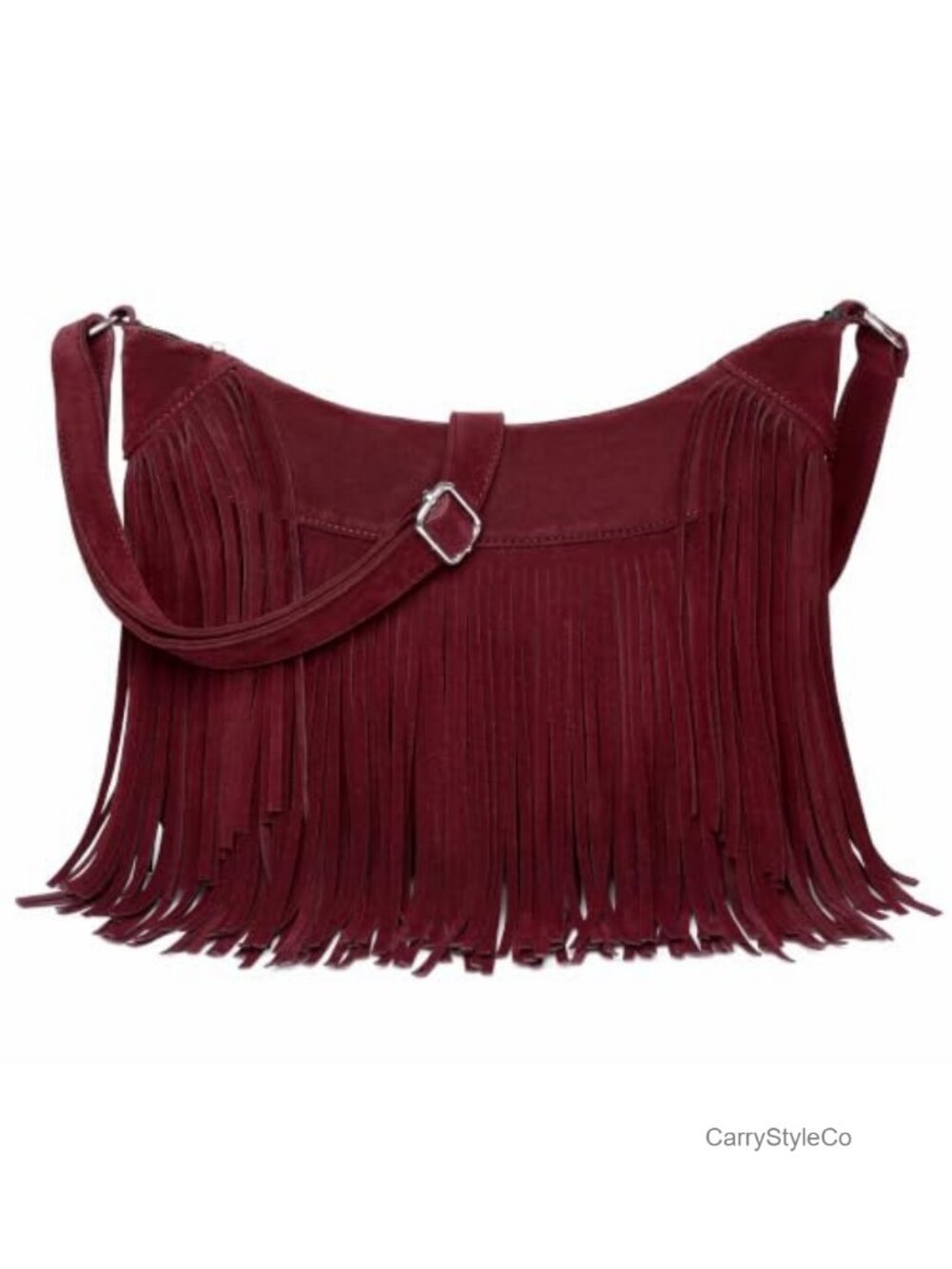 Fringe Hobo Bag Vegan Suede Crossbody Shoulder Purse Western - Picture 1 of 6